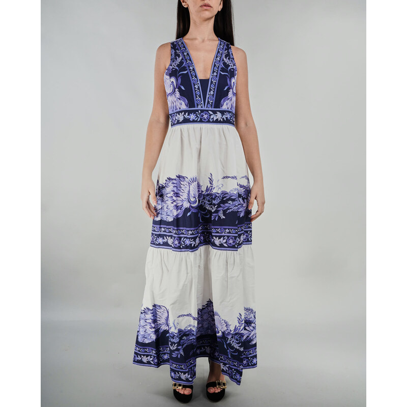 TWIN SET Abito lungo in popeline con stampa Woman