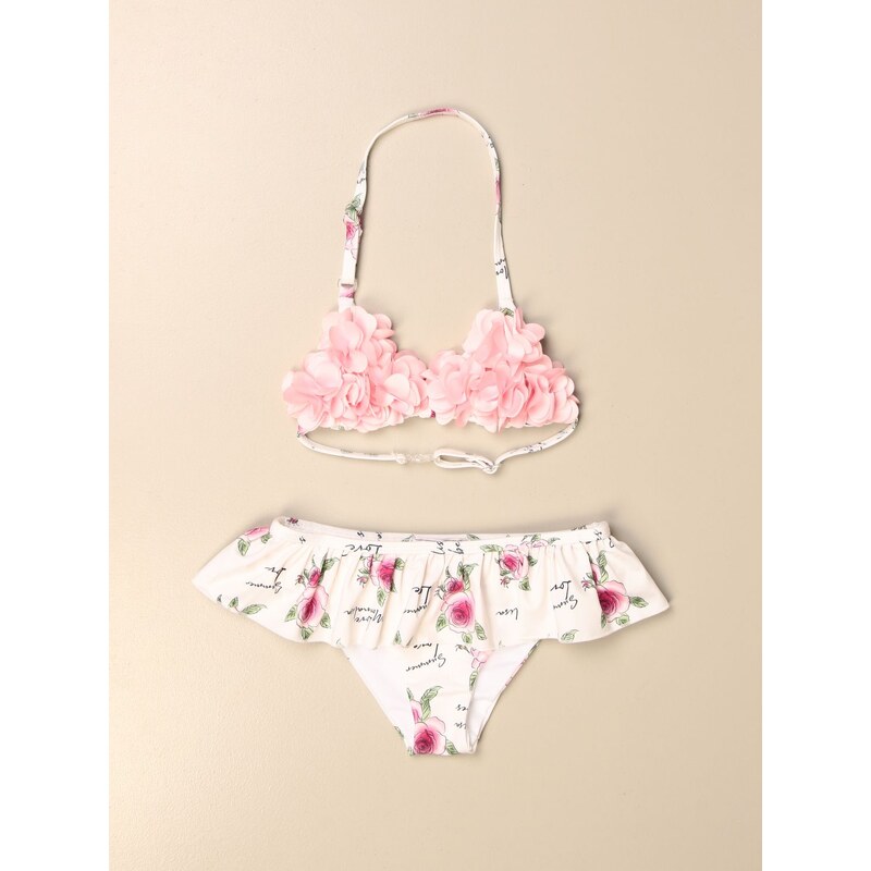 Abito Costume Da Bagno Bambina Floreale - Copricostume Chiffon Per Spiaggia, Monokini, Taglia 14 Anni - Foto 2