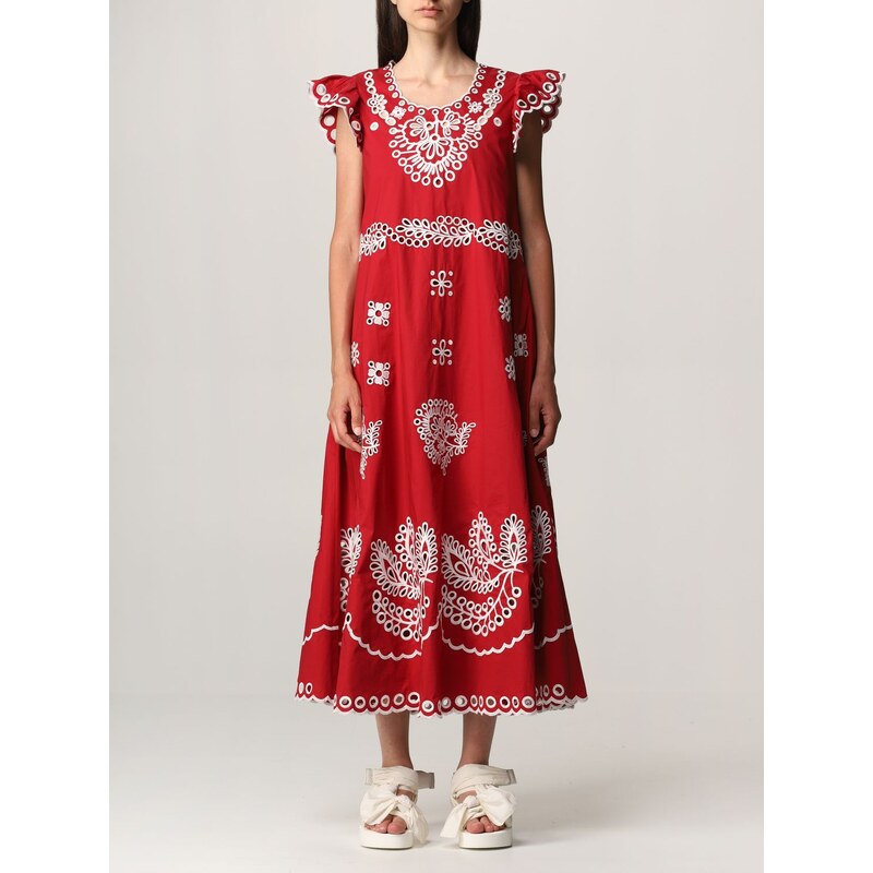 Abito longuette Red Valentino con ricami Donna
