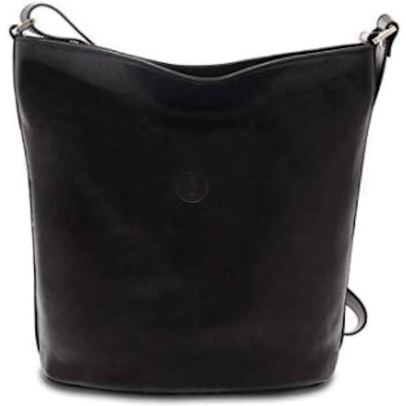 DONNAIN Borsa A Tracolla Hobo In Vera Pelle Pieno Fiore – Borsa Donna Minimal Per Ufficio E Tempo Libero, Nero