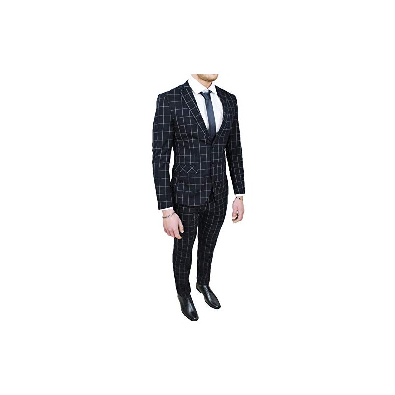 Pantaloni uomo sartoriali nero 100% made in Italy casual eleganti