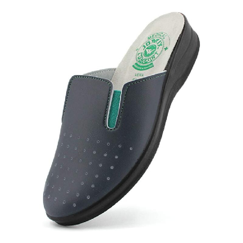 Jomix Ciabatte Sanitarie Donna Uomo Unisex Sabot Anatomiche Zoccoli Sanitari Scarpe Pantofole Ortopediche Trasforata Made in Italy Plantare in Vera Pelle ITD1752 (3 Blu