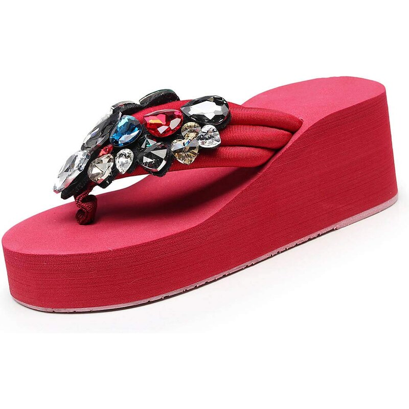 FRAUIT Sandali Gioiello Infradito Donna Eleganti Con Strass Ciabatte Donne Estive Mare Pantofole Donna Estivi Da Casa Sandali Estivi Zeppa Eleganti Scarpe da Spiaggia Piscina Flip Flops