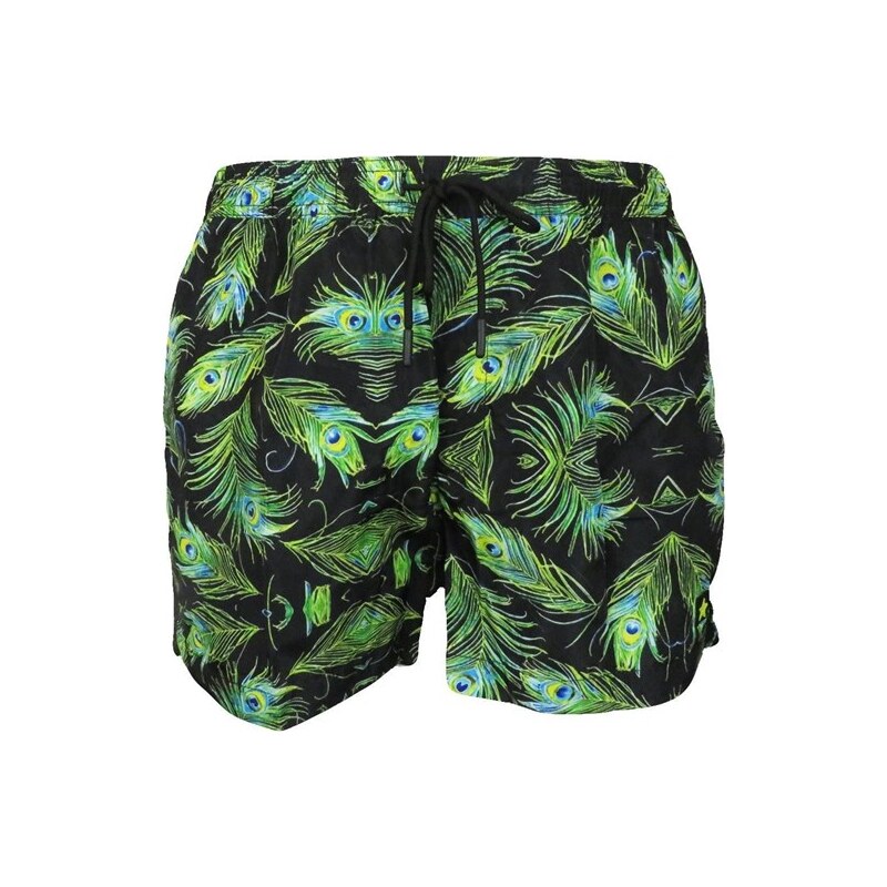 4Giveness costume da bagno boxer uomo nero con piume di pavone PE 21