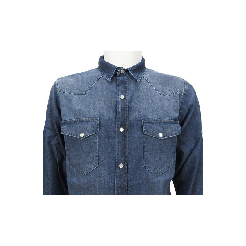 40WEFT 40 Weft camicia in jeans con tasconi blue scuro