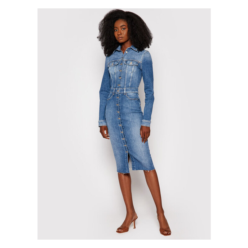 Guess Vestito di jeans Sexy Lola W1YK49 D46AC Blu Slim Fit. Donna