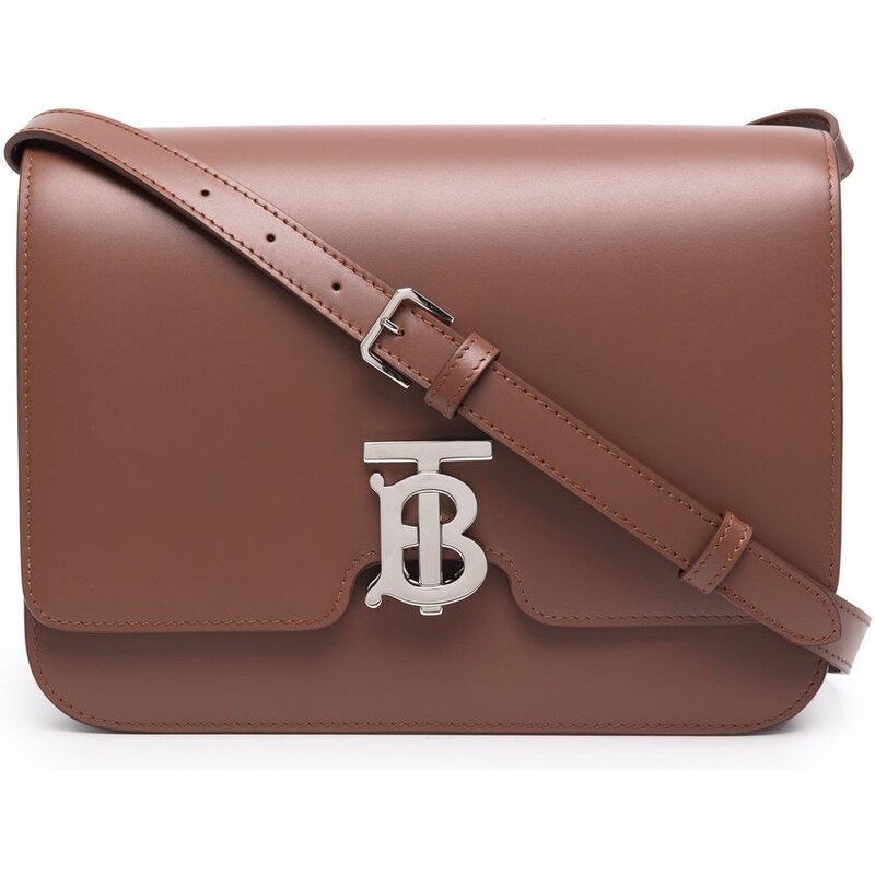 Burberry Borsa a spalla con placca logo - Marrone. Donna 