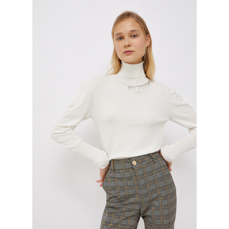 Liu jo Dolcevita con applicazione gioiello bianco Woman