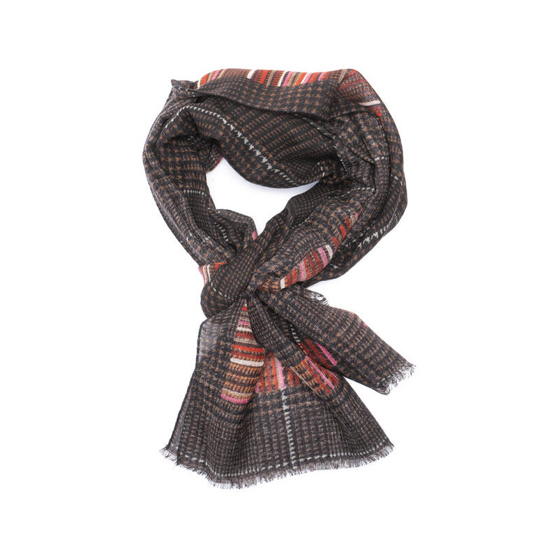 Pollini stola in lana Pied de Poule marrone q007375d0p1743v003