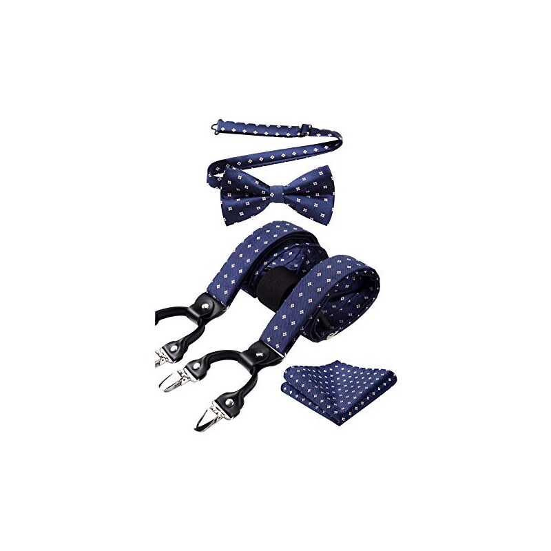 Set Cravatta Formale Completo Set 3 Papillon Classici Uomo Con Fazzoletto - Seta Jacquard Per Matrimonio E Smoking Papillon Seta Jacquard Smoking - Foto 14