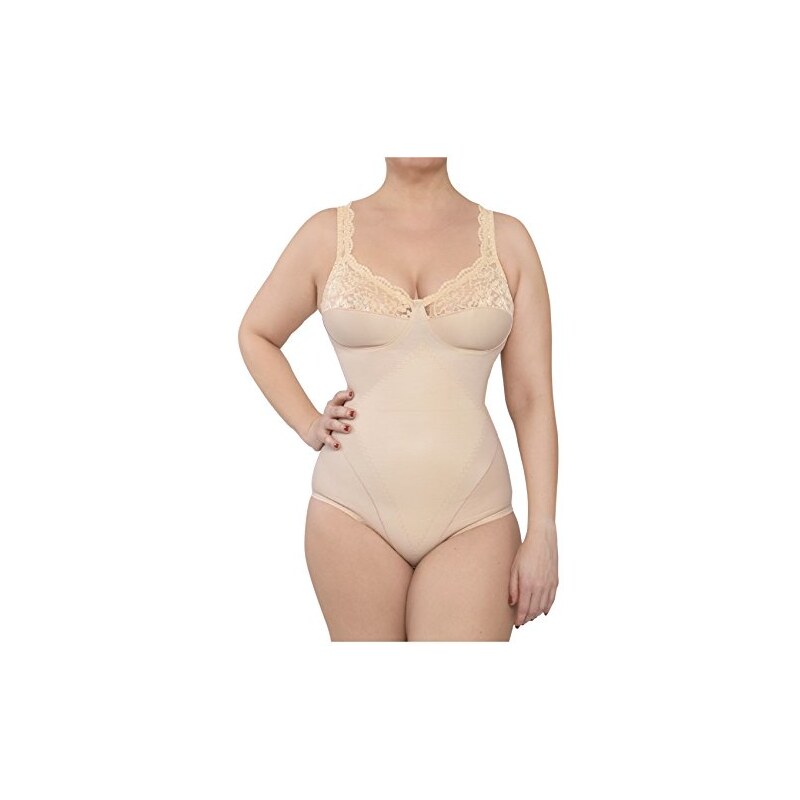 Body Snellente Donna In Pizzo Senza Ferretto - Coppa D, Contenitivo, Scollatura Schiena, Made In Italy - Foto 9