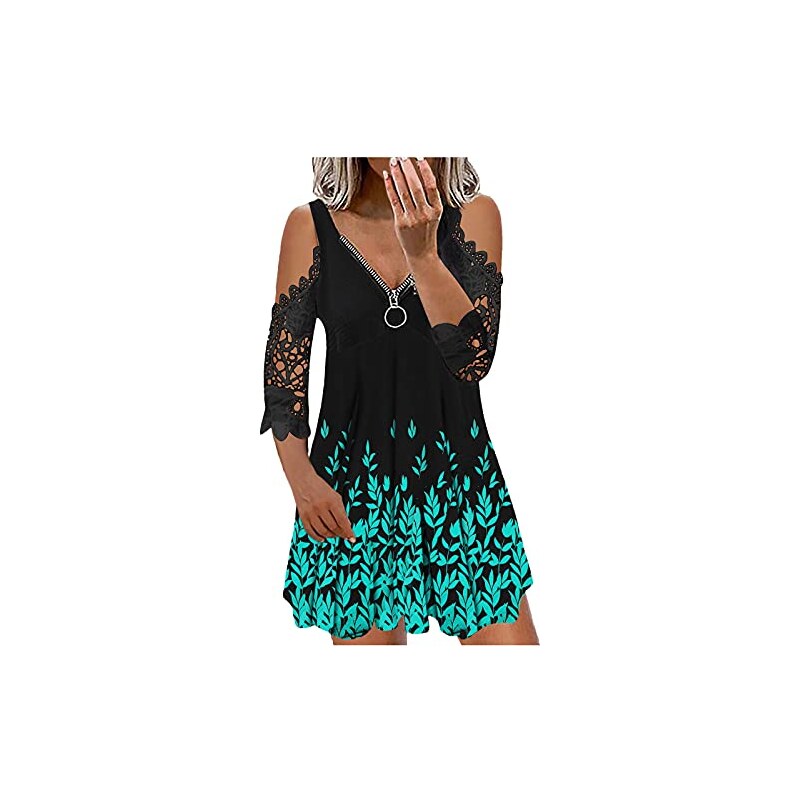 Camicia da donna con scollo a V, a tunica, casual, tinta
