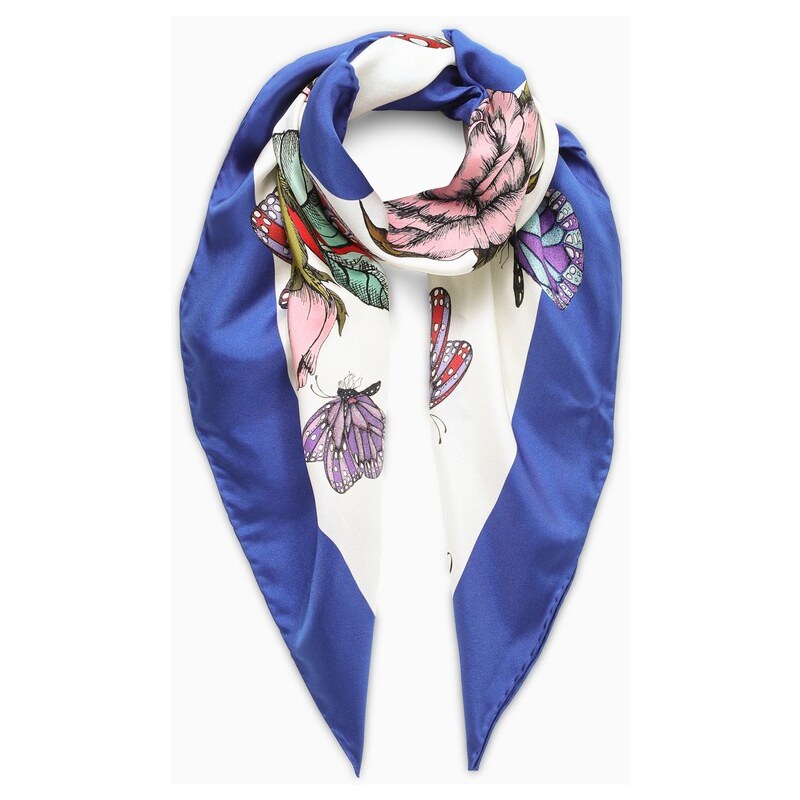 Valentino Garavani Foulard in seta blu/multicolore con stampa  Donna