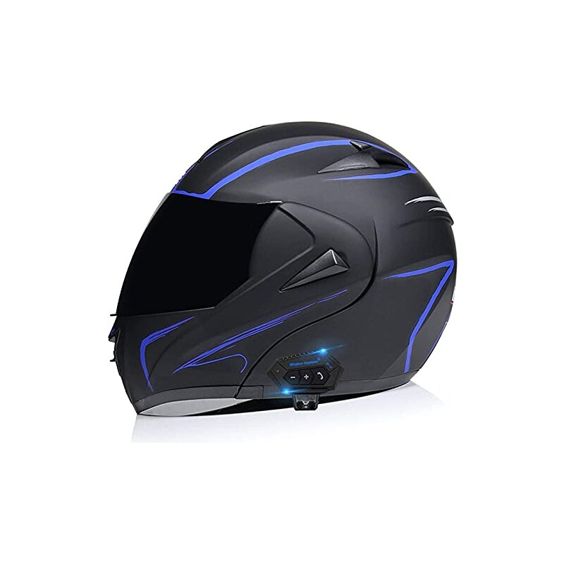 Casco Moto Integrato Bluetooth,Caschi Moto Modulari Casco Integrale Con  Doppia Visiera Anticollisione Casco Motocross Per Donne Uomini ECE  Omologato Per Risposta Automatica 8,XL : : Auto e Moto