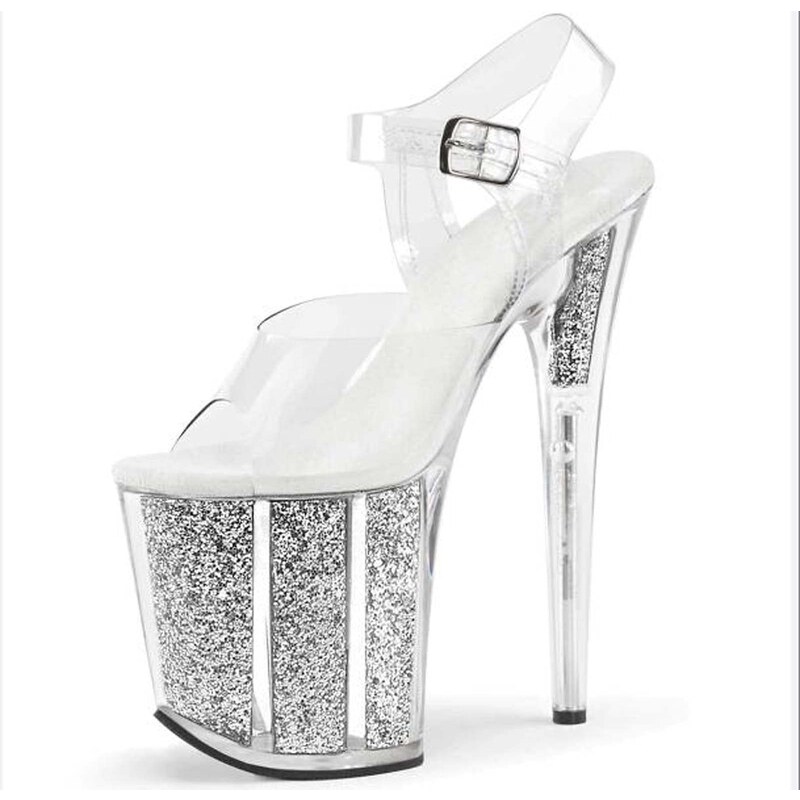 BiBi FASHION Sandali Lap Dance Pole Dance Trasparenti Scarpe Spettacolo Tacco Alto Zeppa Alta