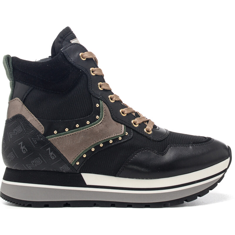 Nerogiardini sneakers donna con suola platform e gambale alto in pelle  scamosciata marrone