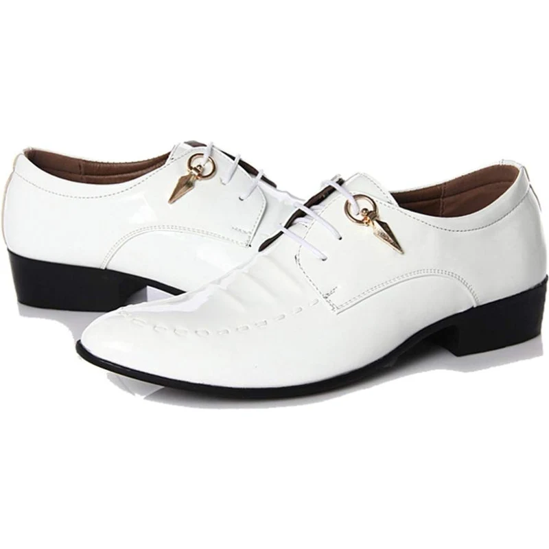 LanfengEU Scarpe Eleganti da Uomo in Pelle Verniciata Stringate