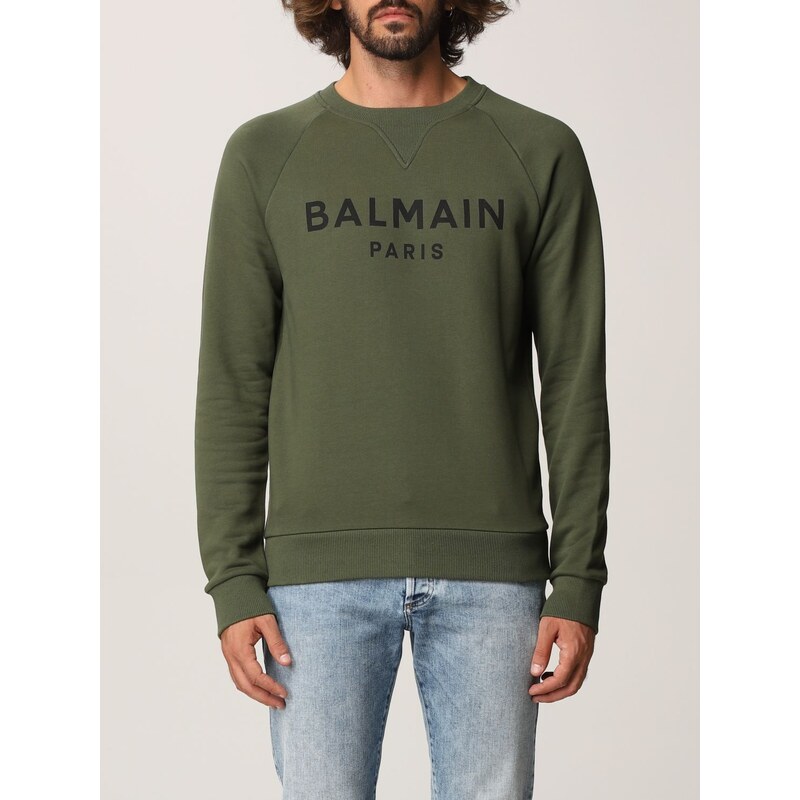 Felpa Balmain in cotone con logo. Uomo