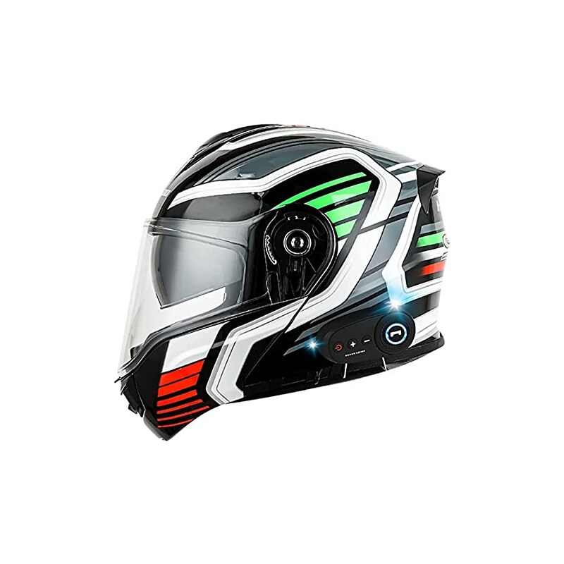 Uueybsg Casco Moto Modulare Bluetooth, Caschi Modulari con Doppia Visiera Omologato ECE, Casco Integrale Apribile con Microfono per Risposta Automatica Casco Apribili per Adulti Uomo Donna