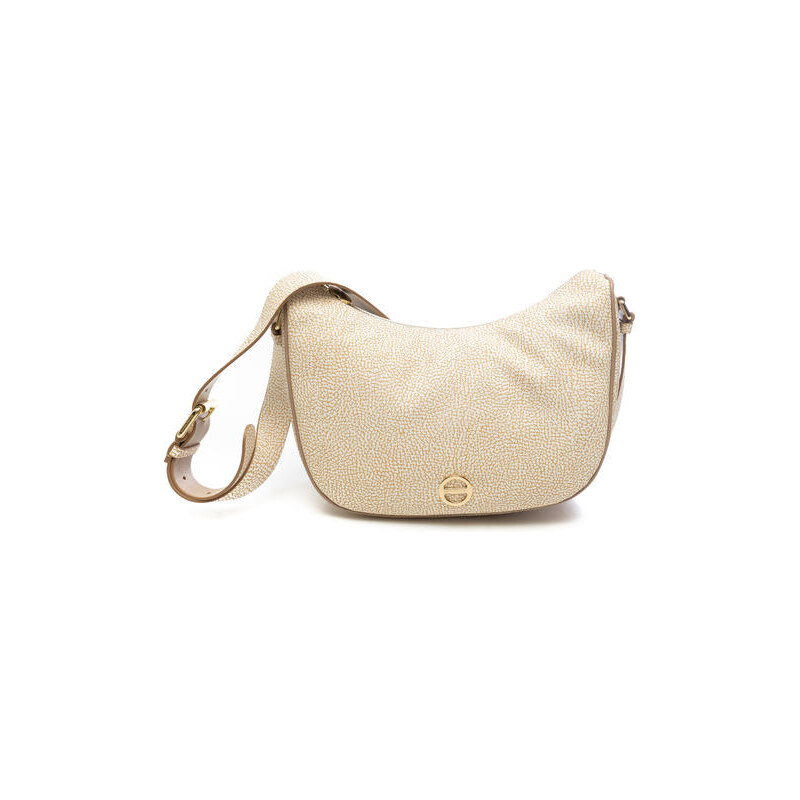 Borsa A Tracolla Donna A Mezzaluna In Pelle Sintetica Morbida - Volume Argento Con Cerniera
