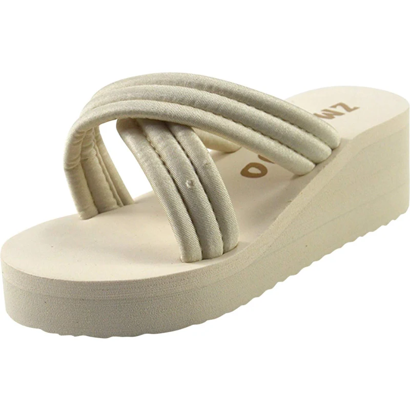 Infradito Donna Mare Alte Ciabatte Ragazza Estive con Zeppa Sandalo da Spiaggia Mare Piscina Pantofole Donne Chiuse con Tacco Sandali per Escursionismo All aperto 5.5CM White Stileo