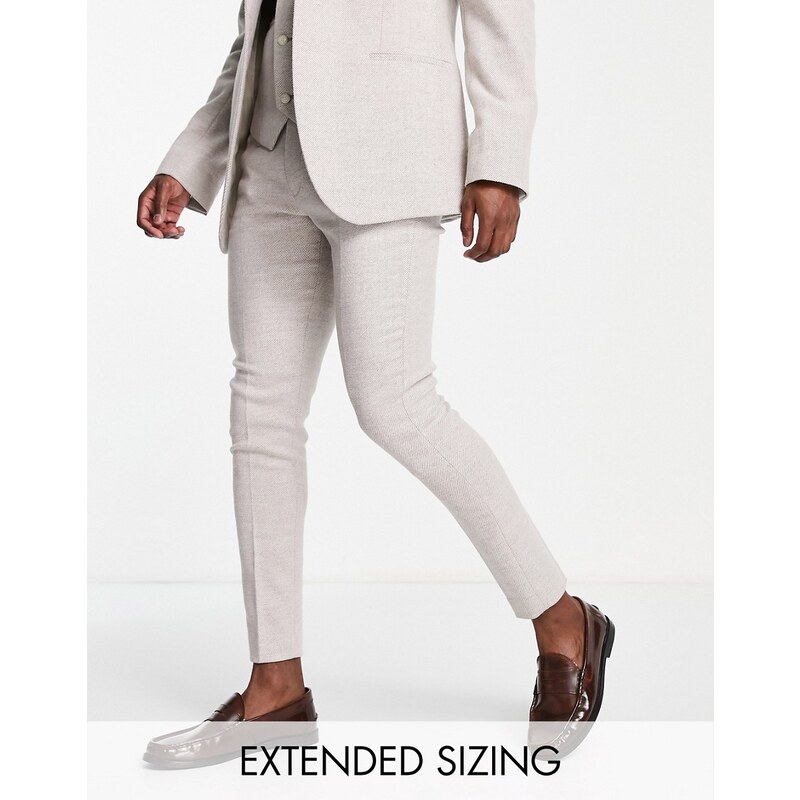 ASOS DESIGN - Pantaloni super skinny in twill di misto lana color rosa cipria
