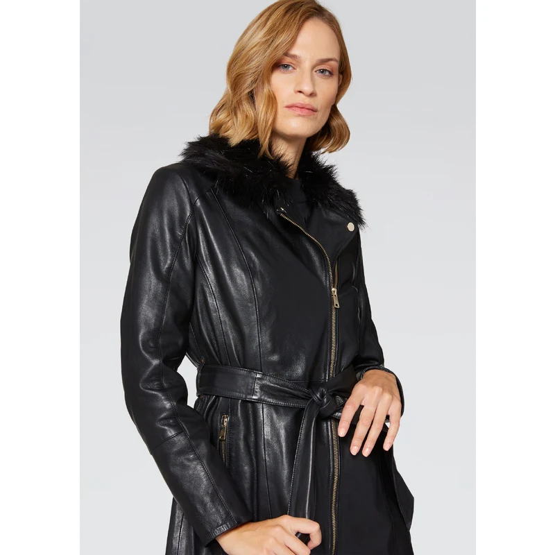 Cappotto Donna Conbipel Cappotto Pelle Conbipel Chiodo Lungo In