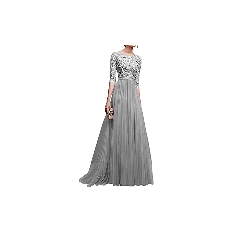 Minetom Vestito Donna con Scollo V Abito Donna Vestito da Invernale Taglia S-XL Argento IT 38