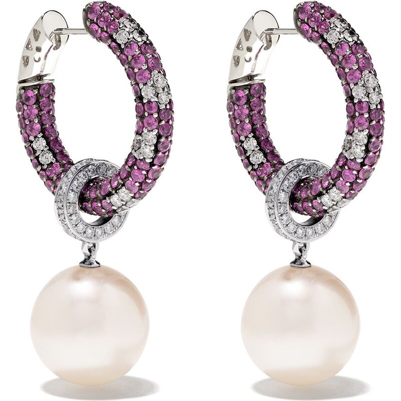 Orecchini Pendenti A Leva In Oro 14kt Con Vere Perle Bianche Dei Mari Del Sud - Naturali E Vintage