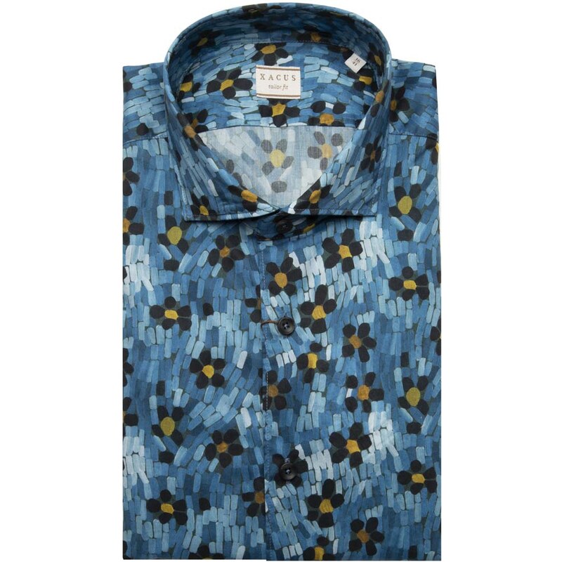 Xacus Camicia stampa fiori in cotone tailor fit