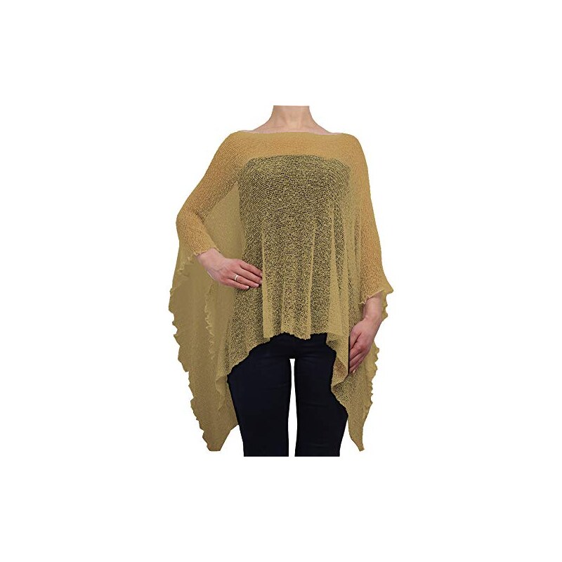 Mimosa Poncho Da Donna In Pizzo Elasticizzato Con Balza A Pipistrello