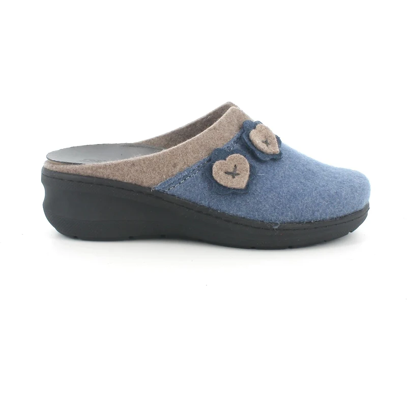 Pantofole grigie da donna in tessuto con stampa Love Italia Trend