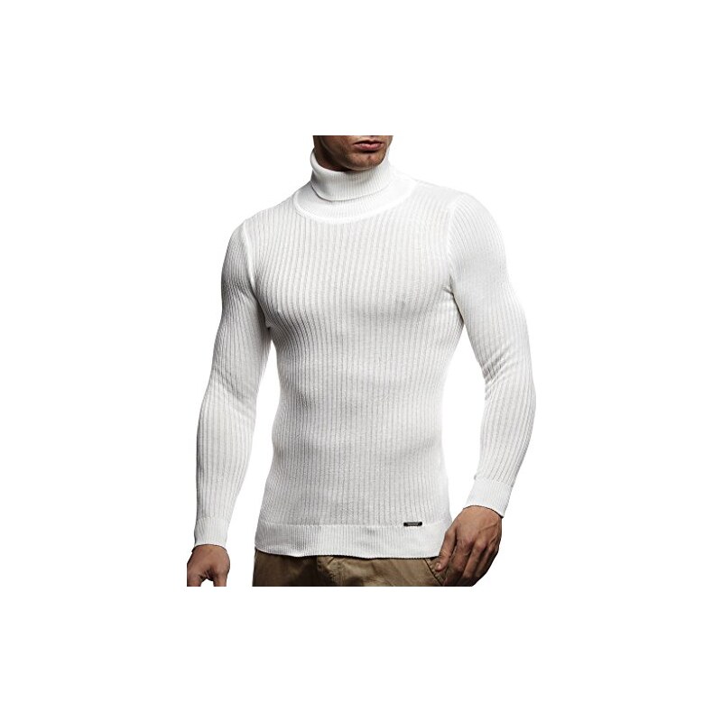 Leif Nelson Dolcevita Maglione Uomo Felpa a Maglia LN-1670 Ecru XX