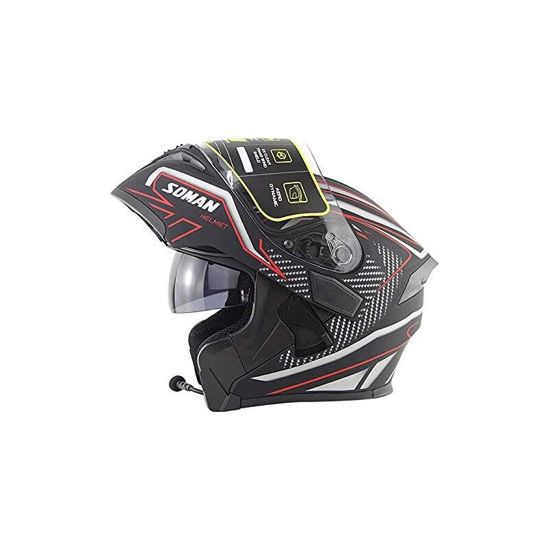 Casco Moto Apribile Modulare Con Bluetooth E LED, Certificato ECE, Doppia Visiera, Taglie M-XXXL