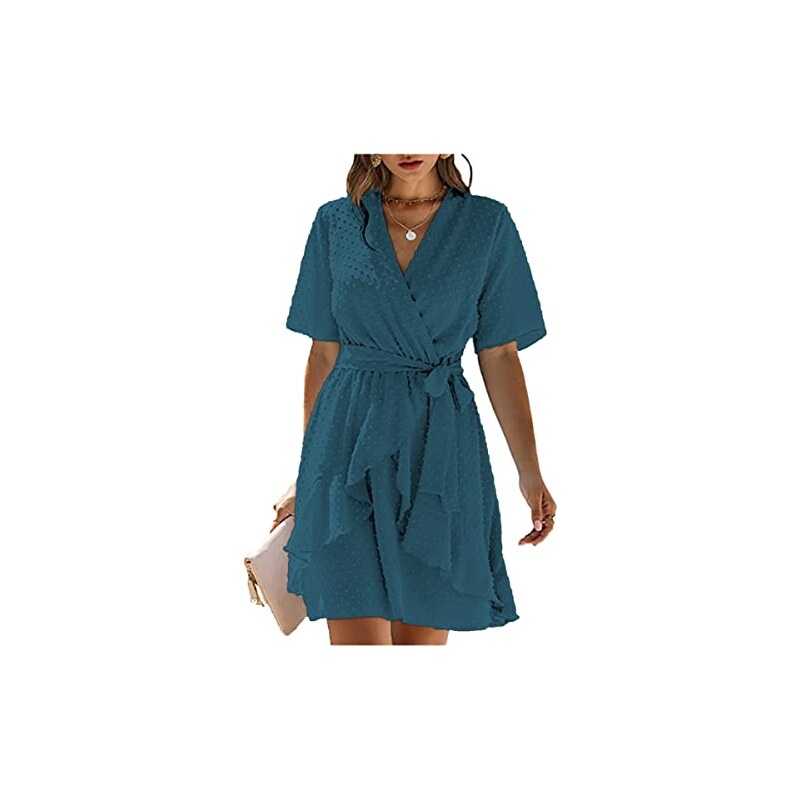 Floerns Abito Corto Donna Plus Size – Scollo A V Profondo, Manica Farfalla, Stampa Floreale, Taglie Forti (L-4XL)