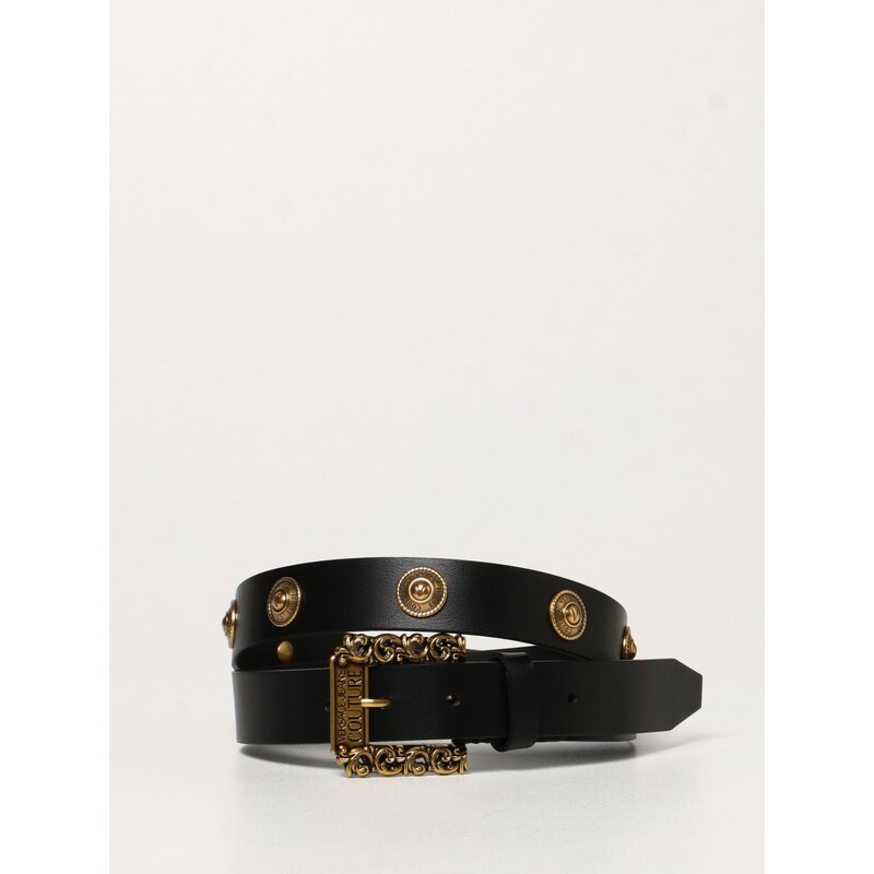 Cintura in pelle con borchie in Nero - Versace