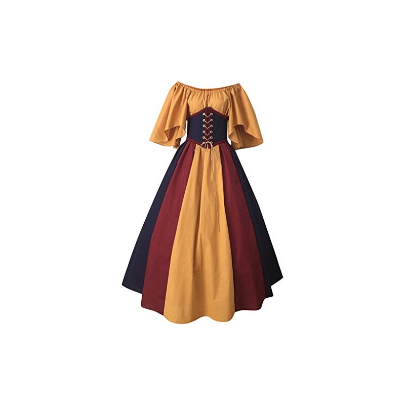 SCARLET DARKNESS Gonna da donna in stile vittoriano scozzese, a vita alta, linea ad A, vintage, in tartan, Plaid giallo., S
