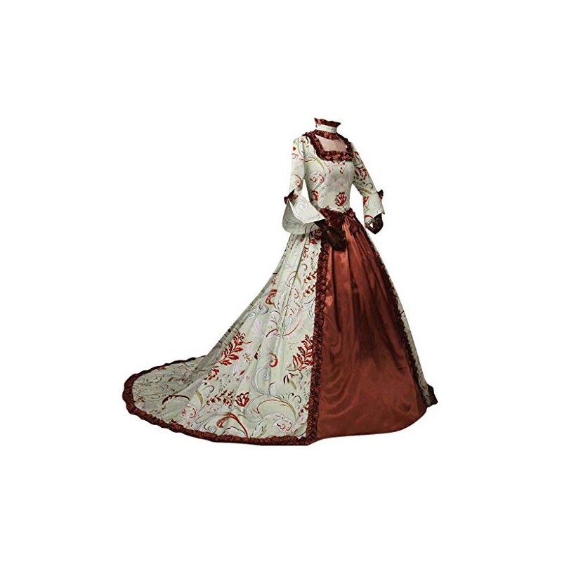 Rawdah_ Abito Vintage Medioevo Vestiti Donna Vestito da Partito Allentato dalla Manica Tromba a Manica Lunga retrò Medievale a Maniche Lunghe retrò a Tinta Unita Vestito a4