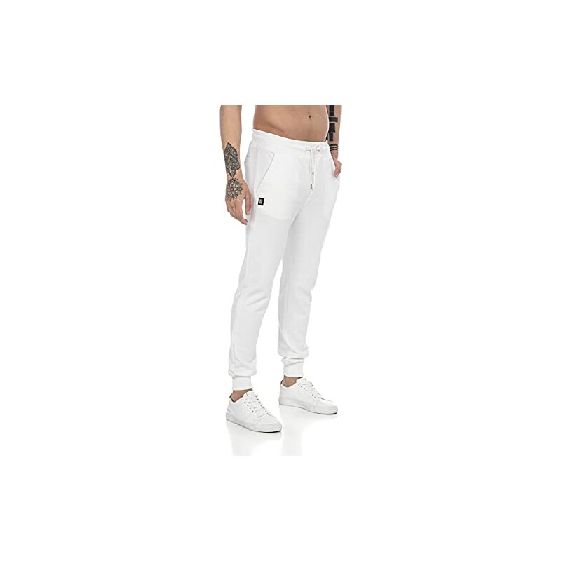 Redbridge Pantaloncini Jogger Uomo – Tuta Corto In Cotone – Avorio, Taglia XXL – Con Tasche Con Zip