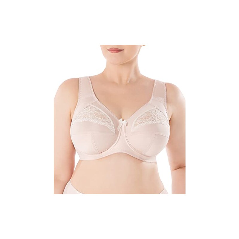 Sermija Reggiseno Morbido Classico da Donna, con Ferretto, Taglie Grandi con Merletto, Spalline Larghe, Laminato con Cotone, Sostegno Taglie Forti, Non Imbottito, Pizzo, Supporto Completo, Nudo, 5E