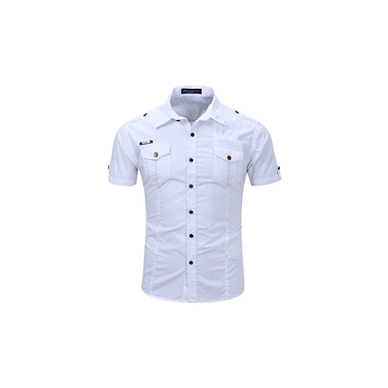 Camicia Uomo Maniche Corte 97% Cotone - Con Ricamo, Stile Casual, Ideale Per Estate E Tempo Libero - Foto 5