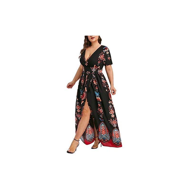 FM2018XSL Donna Vestito Taglie Forti Estivo Stampa Floreale