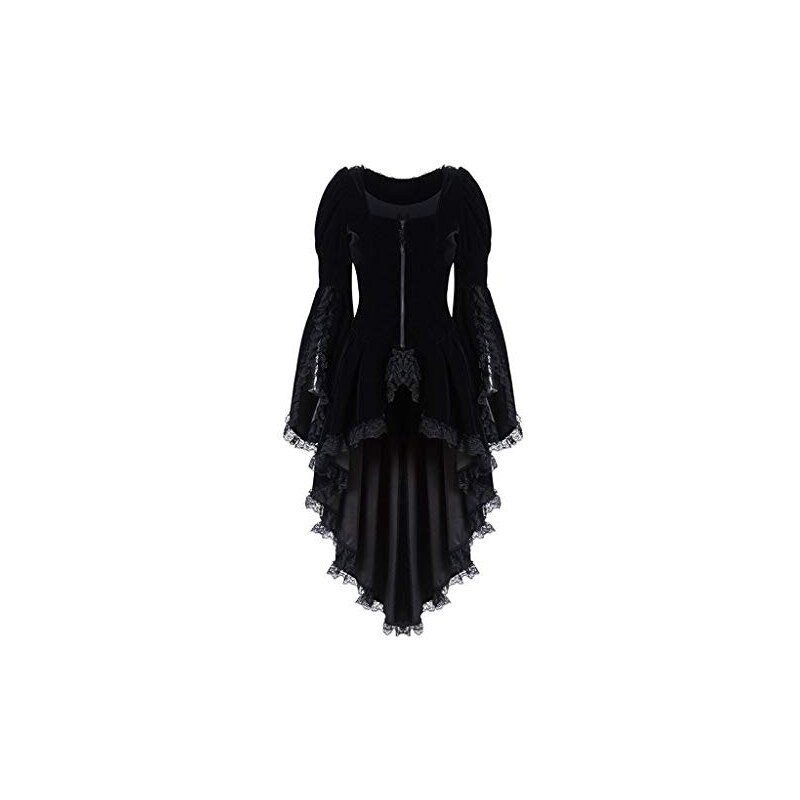 Giacca Steampunk Gotica Vittoriana Con Pizzo E Rosa – Raven Gothic – Taglia M/L, Nero