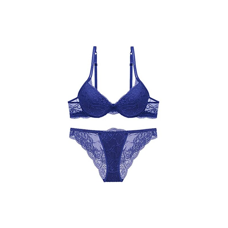 SHEKINI Set Intimo Donna: Reggiseno Push Up Con Ferretto In Pizzo E Perizoma, Spalline Removibili - 5