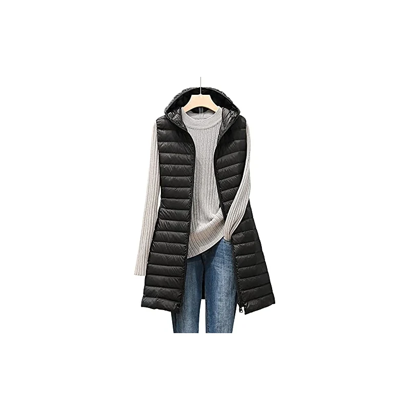 Riou Gilet-Piumino-Donna Smanicato Lungo Leggero Invernale: Gilet