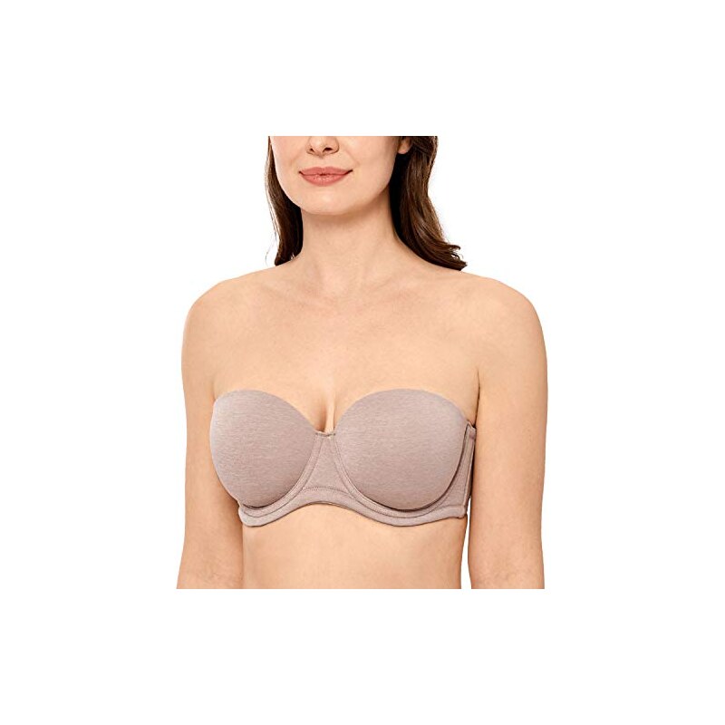 DELIMIRA Donna Reggiseno Senza Spalline Multifunzione con Ferretto Nero