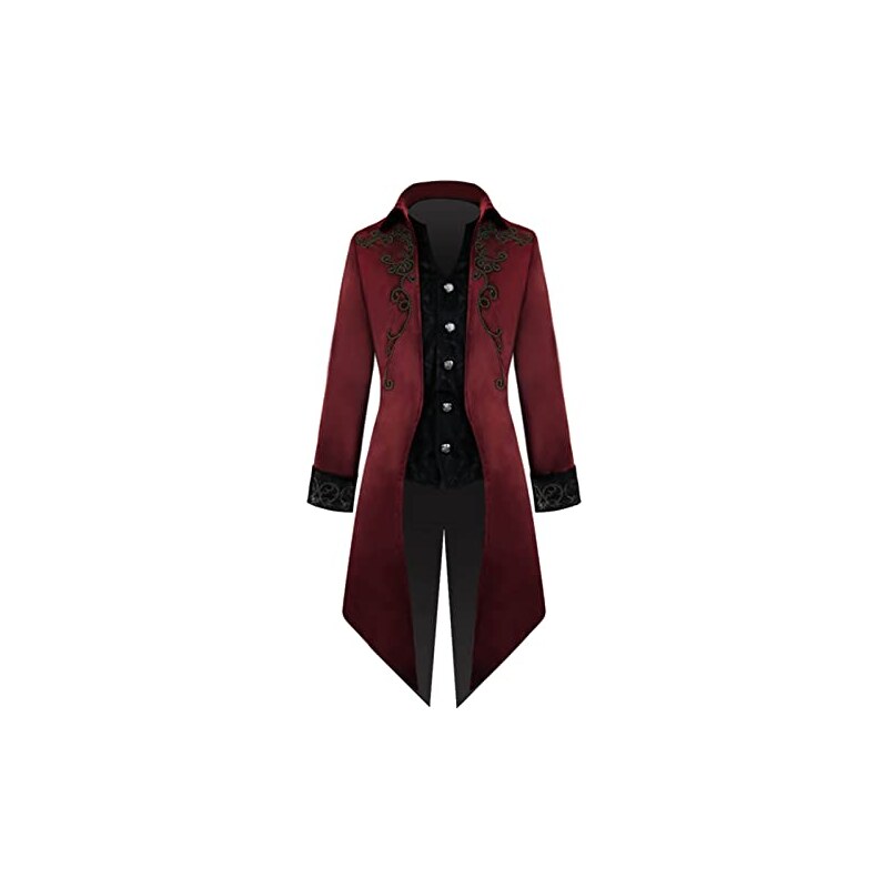 Giacca Uomo Vintage Gotica Steampunk | Lunga Vittoriana Con Colletto Rialzato | Costume Halloween Nero/Bianco/Blu