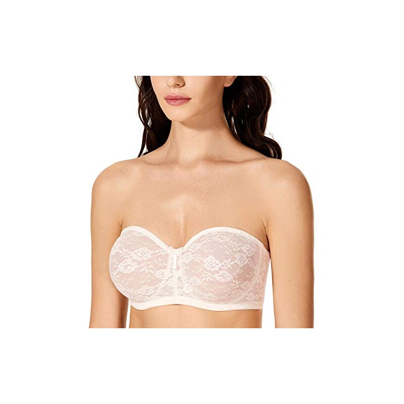 Dobreva Donna Reggiseno Pizzo Senza Spalline Con Ferretto Invisibile Bianco 3E - 3