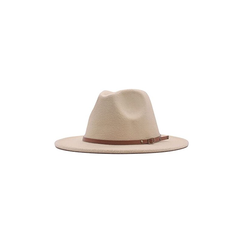 Jingsha Cappello Fedora In Feltro Per Uomo E Donna – Tesa Larga Con Fibbia, Morbido In Cotone E Poliestere, Taglie M (56-58 Cm) E L (58-60 Cm), Colore Bianco