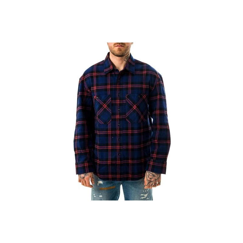 Amish Supplies Men's Camicia in Cotone Crinckle Blue